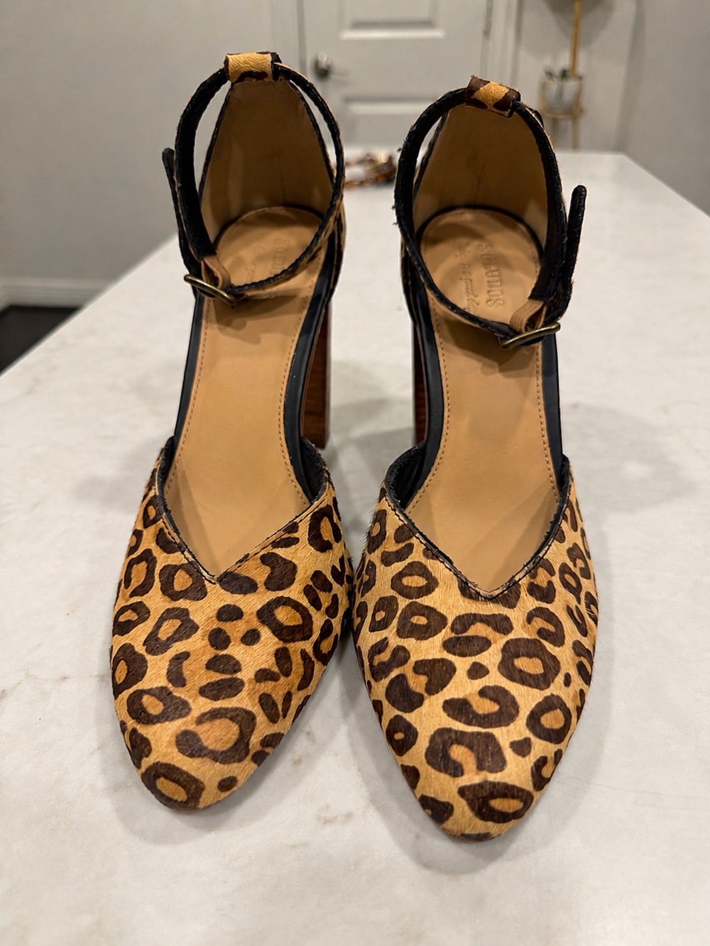 Soludos Leopard-Print Ankle-Strap Pumps - Tan/Brown